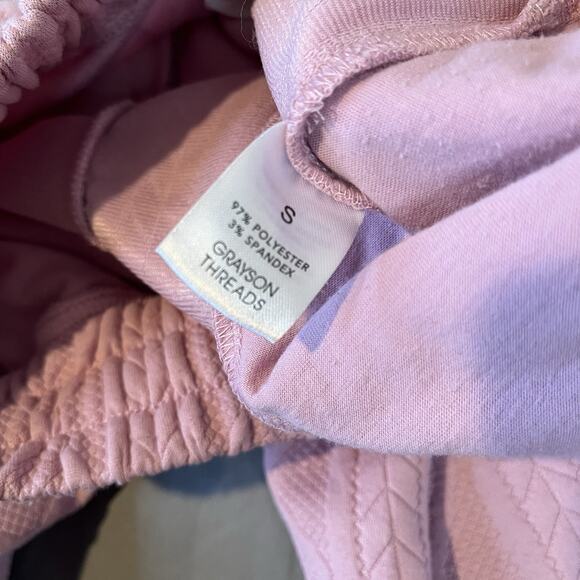 Grayson Threads Jogger Sweat Pant Small Pink Textured Diamond Lounge Womens - Picture 9 of 10